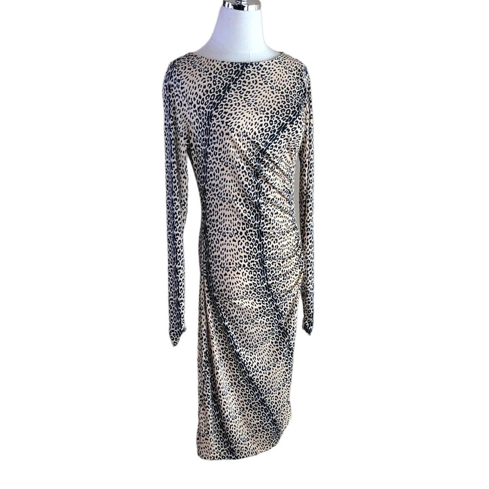 Catherine Malandrino Leopard Animal Print Dress Stretch Pullover Sheath